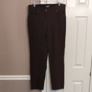 Women's Brown Straight Leg Pants Stretchy Comfortable Waist